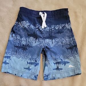 TOMMY BAHAMA BLUE SHARKS SWIM TRUNKS, SIZE 5